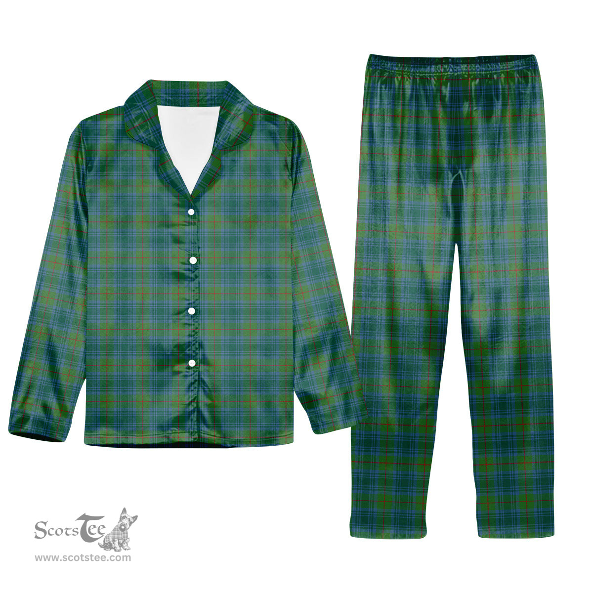 ScotsTee Shop Scottish Cranstoun Modern Tartan Pajama Satin Velvet Flannel Pajama Set
