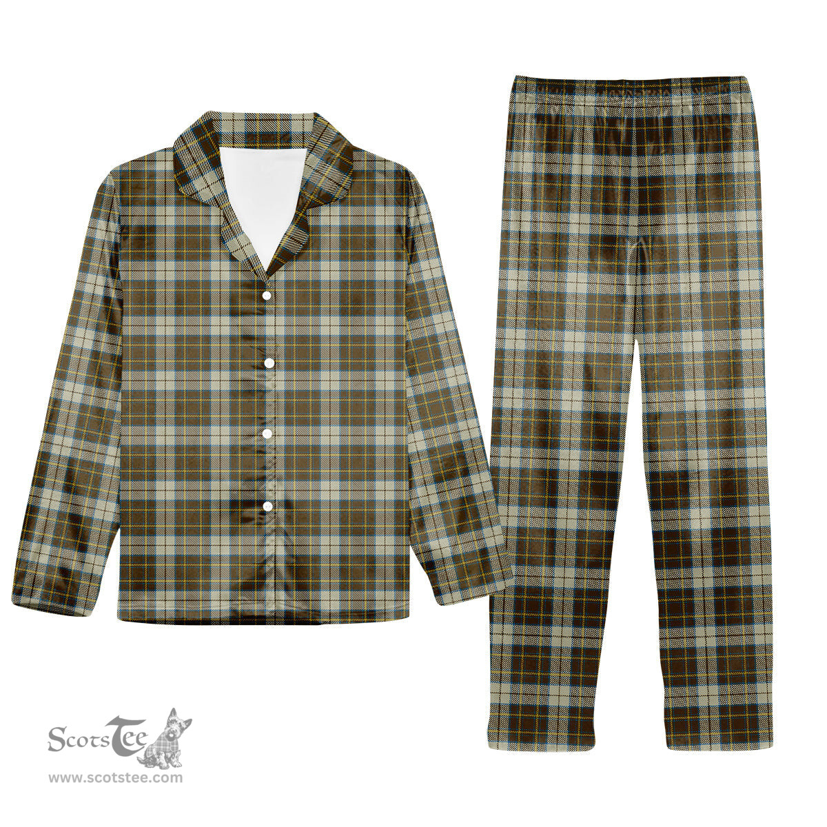 ScotsTee Shop Scottish Burns Battalion Tartan Pajama Satin Velvet Flannel Pajama Set