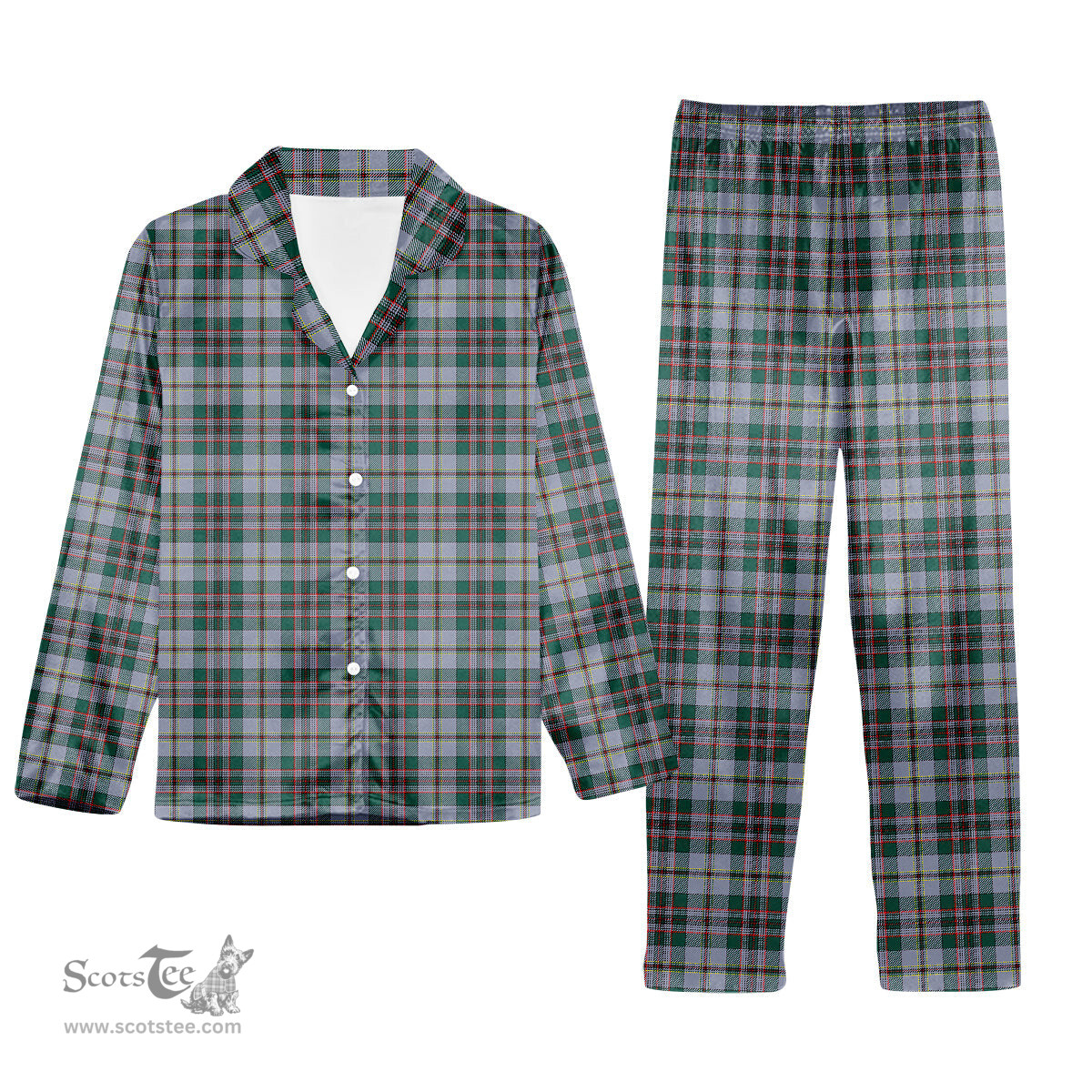 ScotsTee Shop Scottish Craig Modern Tartan Pajama Satin Velvet Flannel Pajama Set