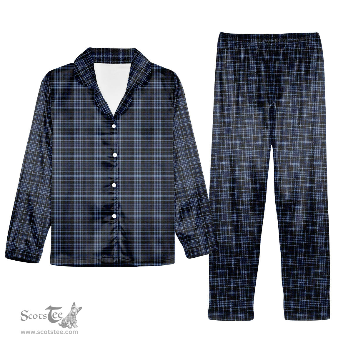 ScotsTee Shop Scottish Clark (Clergy) Modern Clan Tartan Pajama Satin Velvet Flannel Pajama Set