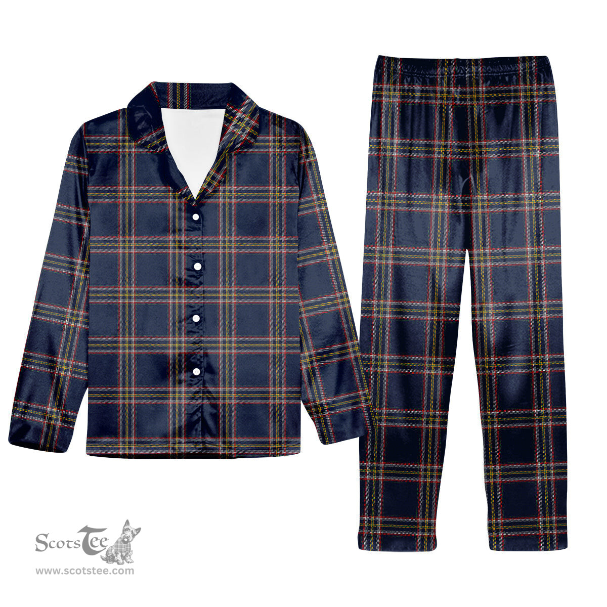 ScotsTee Shop Scottish Crichton Modern Tartan Pajama Satin Velvet Flannel Pajama Set