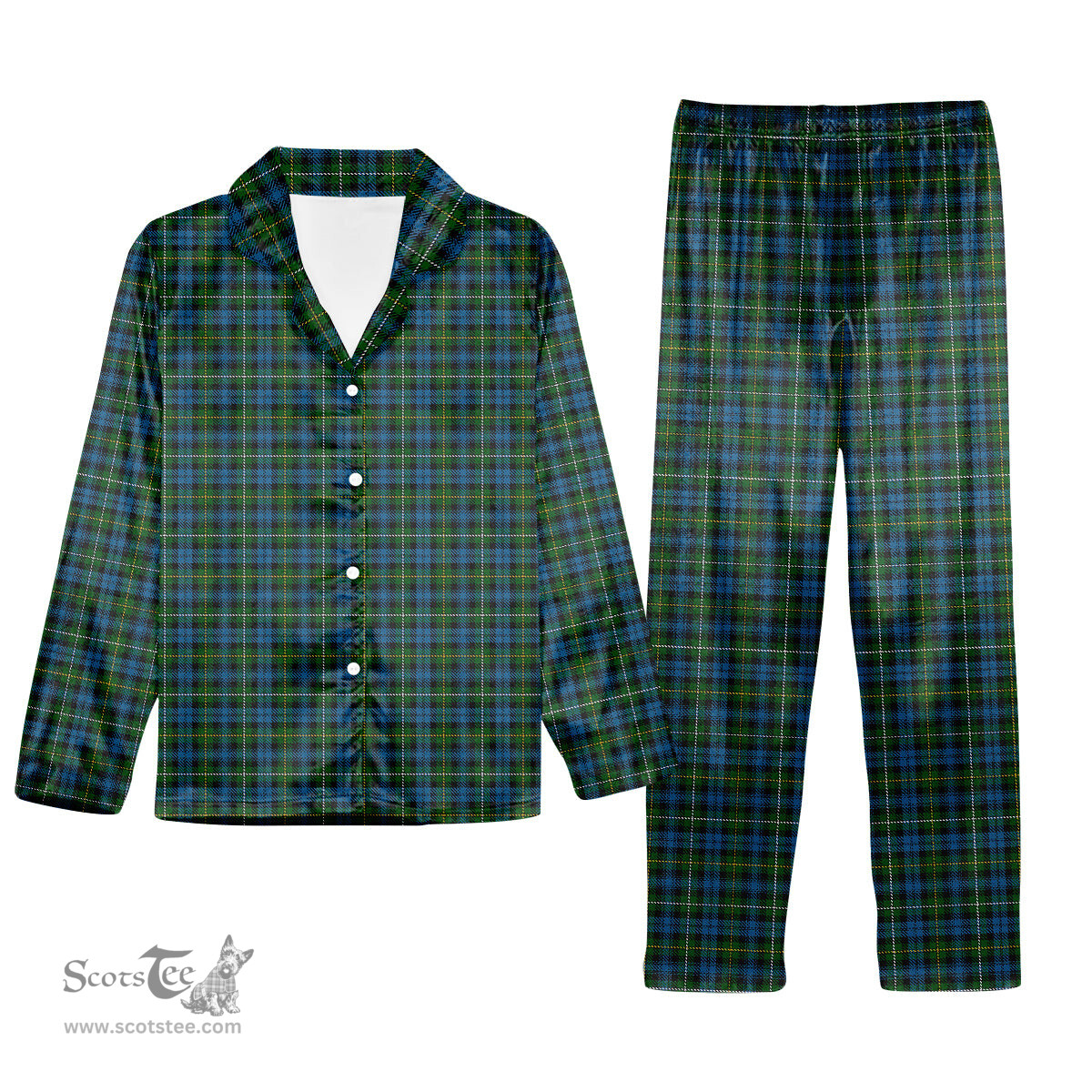 ScotsTee Shop Scottish Campbell of Argyll 02 Tartan Pajama Satin Velvet Flannel Pajama Set