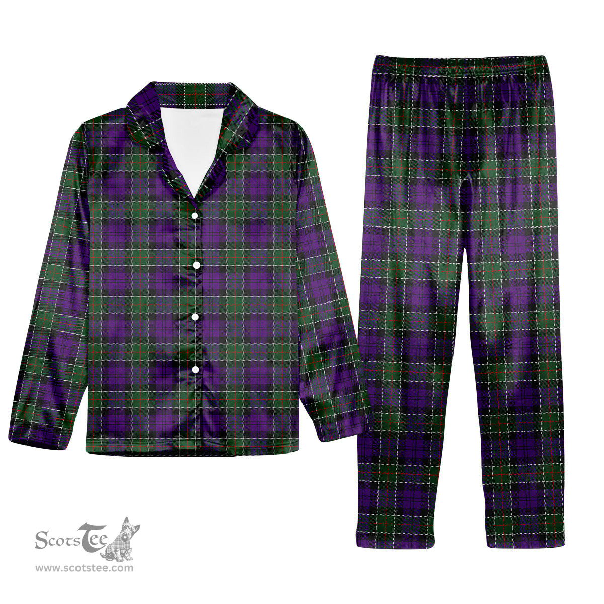 ScotsTee Shop Scottish Colquhoun 3 Tartan Pajama Satin Velvet Flannel Pajama Set