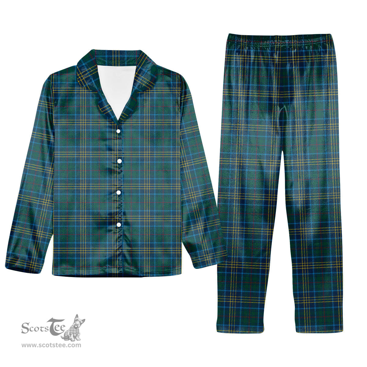ScotsTee Shop Scottish Burns of California Modern Tartan Pajama Satin Velvet Flannel Pajama Set