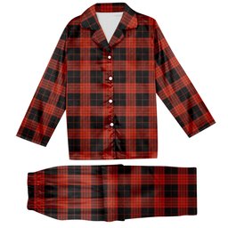 ScotsTee Shop Scottish Cameron Black and Red Ancient Tartan Pajama Satin Velvet Flannel Pajama Set
