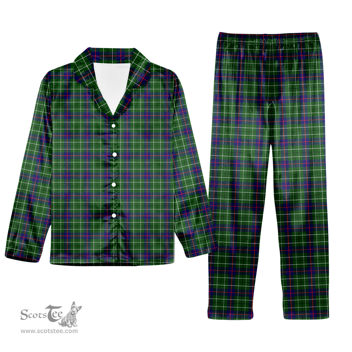 ScotsTee Shop Scottish Duncan Tartan Pajama Satin Velvet Flannel Pajama Set