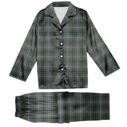 ScotsTee Shop Scottish Douglas Green  Ancient Tartan Pajama Satin Velvet Flannel Pajama Set