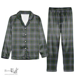 ScotsTee Shop Scottish Douglas Green  Ancient Tartan Pajama Satin Velvet Flannel Pajama Set