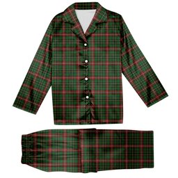ScotsTee Shop Scottish Donegal County, Crest Range Tartan Pajama Satin Velvet Flannel Pajama Set