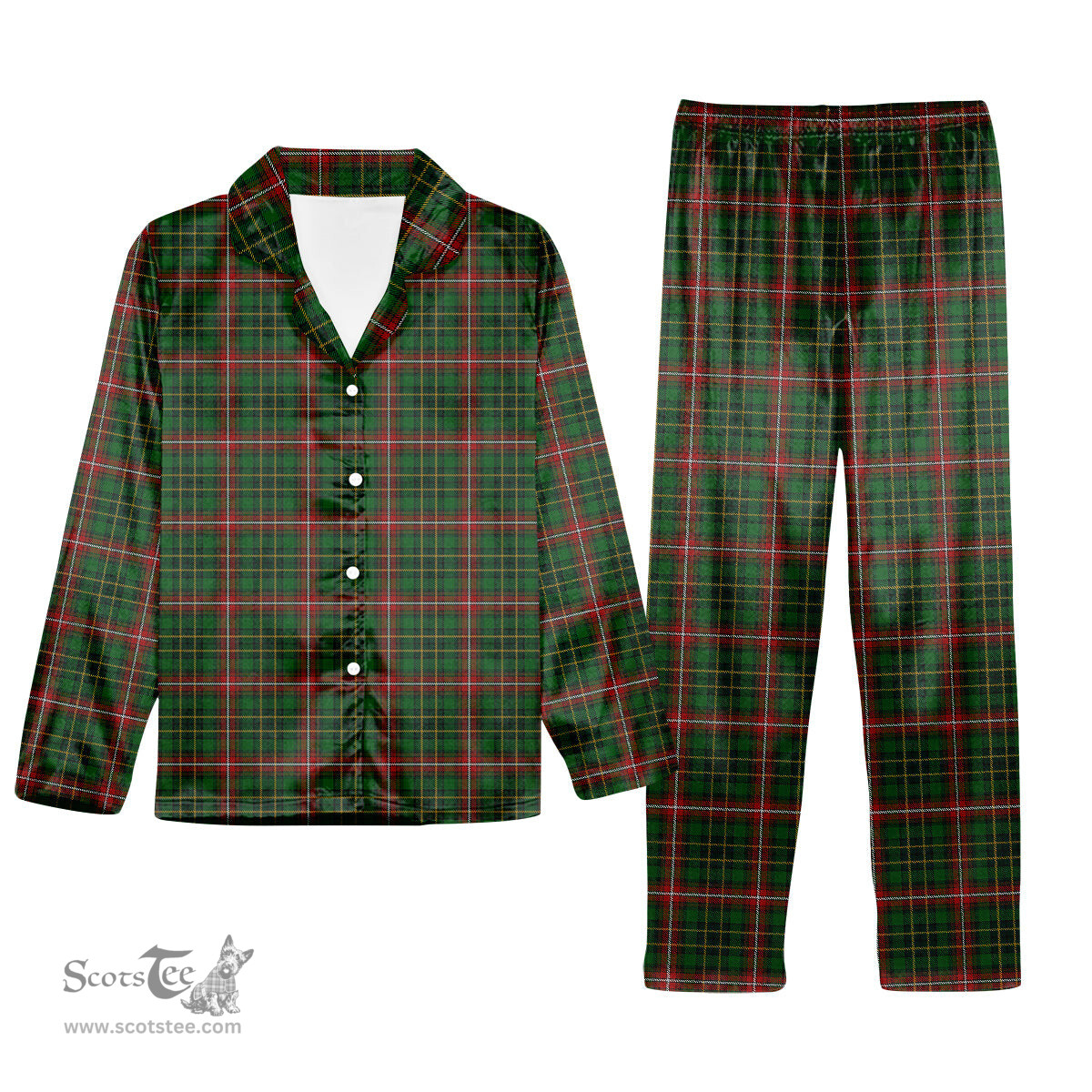 ScotsTee Shop Scottish Donegal County, Crest Range Tartan Pajama Satin Velvet Flannel Pajama Set