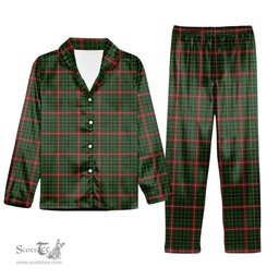 ScotsTee Shop Scottish Donegal County, Crest Range Tartan Pajama Satin Velvet Flannel Pajama Set