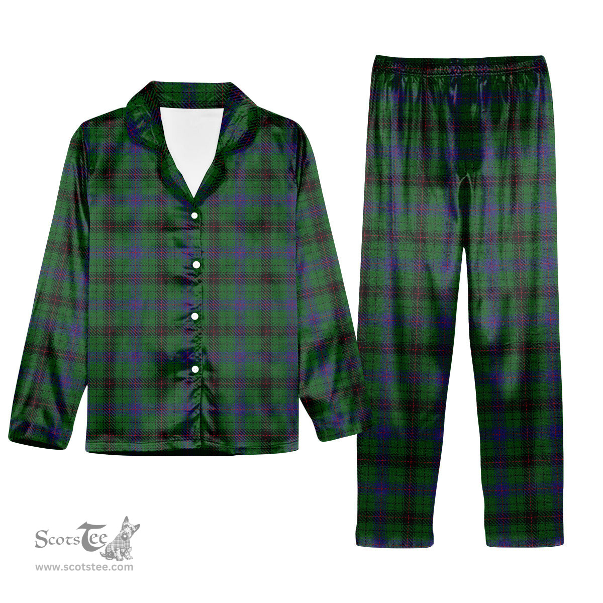 ScotsTee Shop Scottish Davidson Tartan Pajama Satin Velvet Flannel Pajama Set