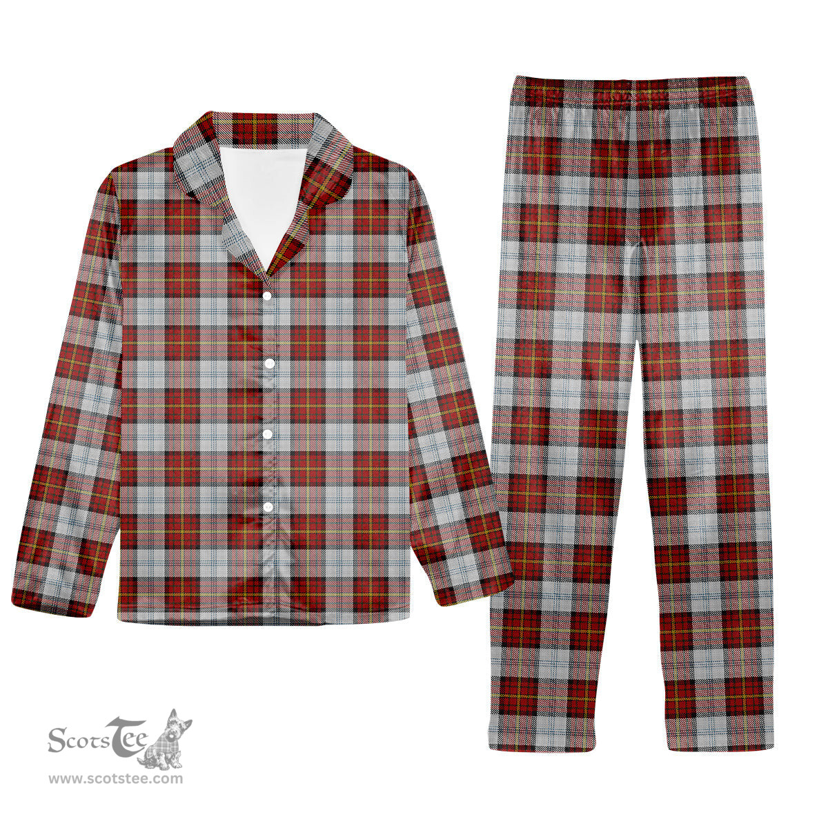 ScotsTee Shop Scottish Gillies Red Dress Tartan Pajama Satin Velvet Flannel Pajama Set