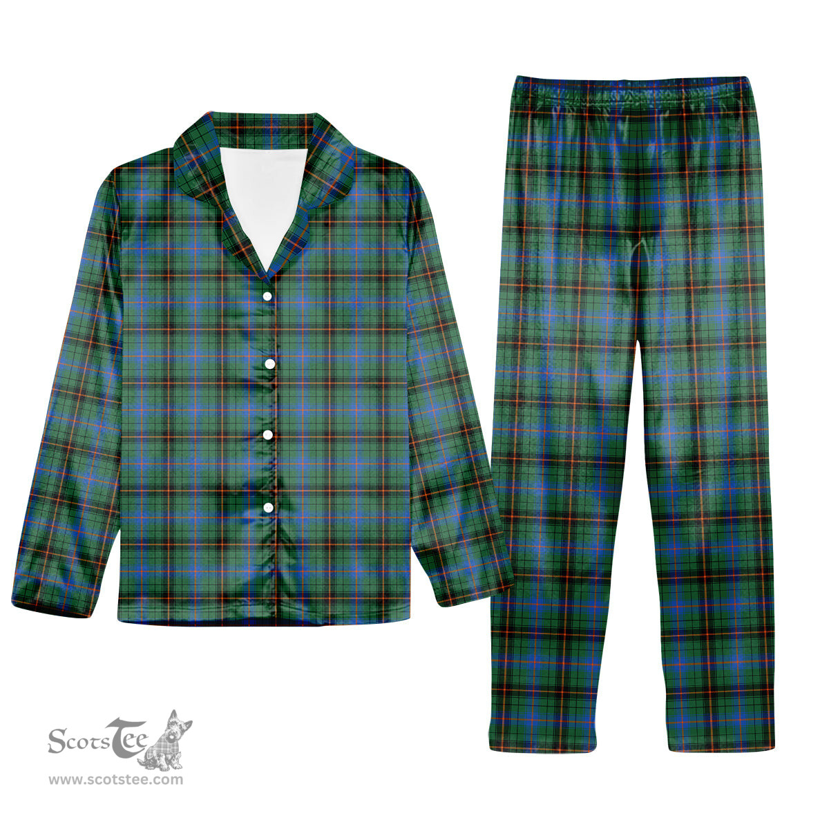 ScotsTee Shop Scottish Davidson Ancient Tartan Pajama Satin Velvet Flannel Pajama Set
