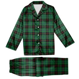 ScotsTee Shop Scottish Douglas Black Ancient Tartan Pajama Satin Velvet Flannel Pajama Set