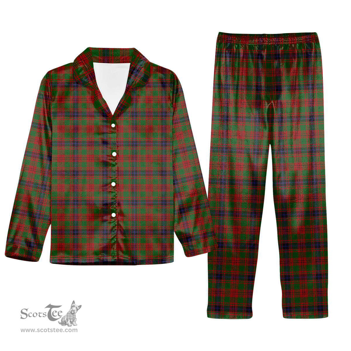 ScotsTee Shop Scottish Fulton 1999 Tartan Pajama Satin Velvet Flannel Pajama Set