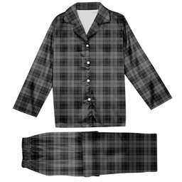 ScotsTee Shop Scottish Douglas Grey Tartan Pajama Satin Velvet Flannel Pajama Set