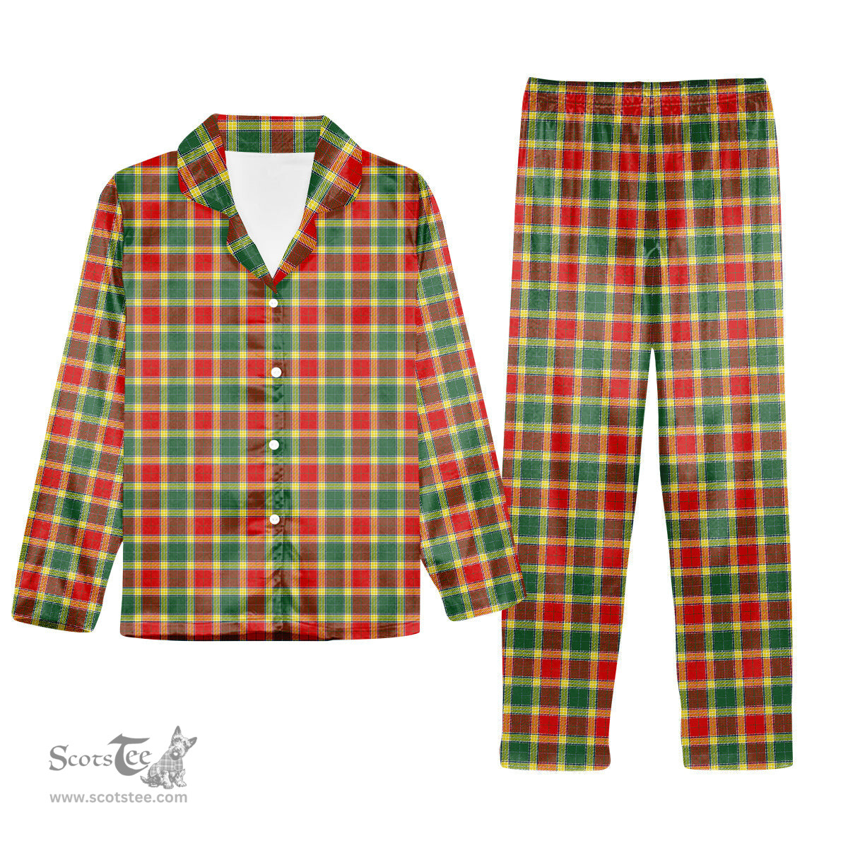 ScotsTee Shop Scottish Gibsone Modern Tartan Pajama Satin Velvet Flannel Pajama Set