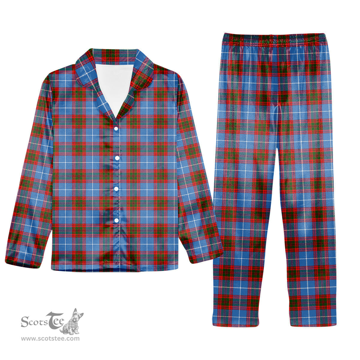 ScotsTee Shop Scottish Dalmahoy Tartan Pajama Satin Velvet Flannel Pajama Set