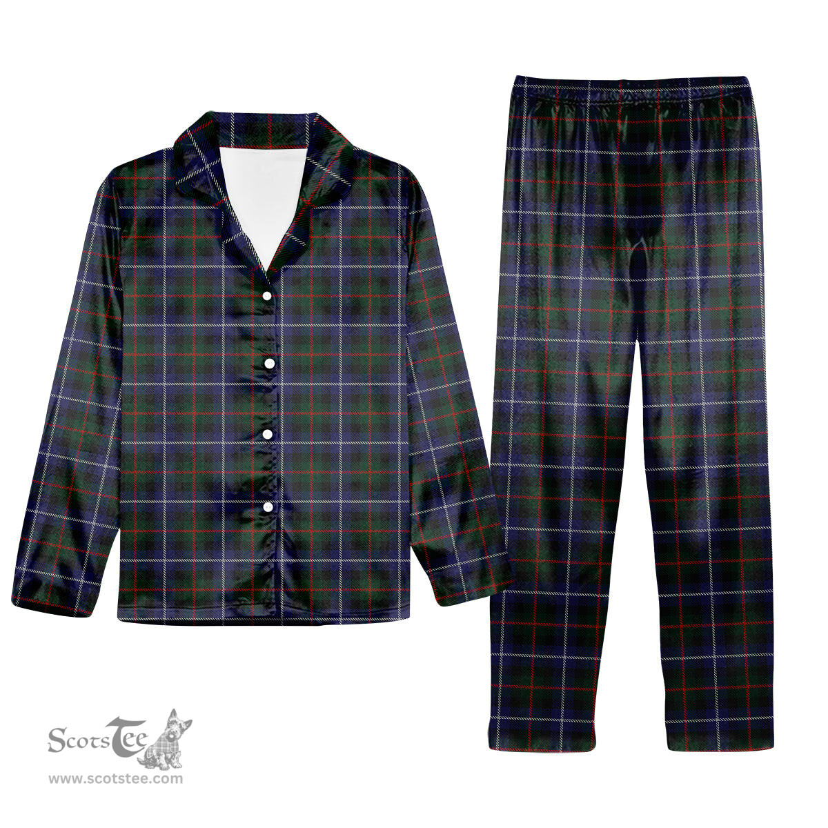 ScotsTee Shop Scottish Dalmeny 1 Tartan Pajama Satin Velvet Flannel Pajama Set