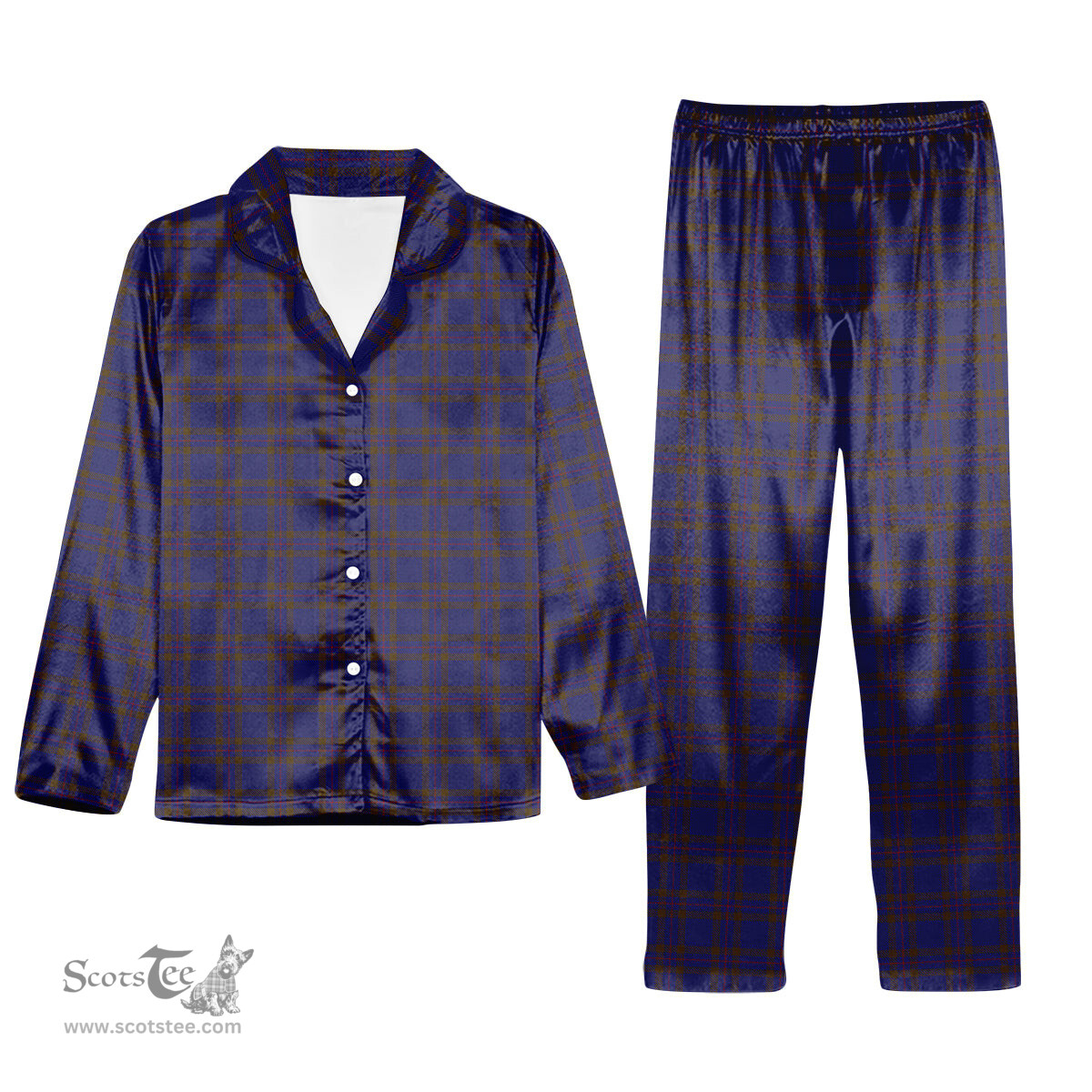 ScotsTee Shop Scottish Elliot Tartan Pajama Satin Velvet Flannel Pajama Set