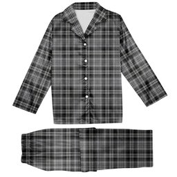 ScotsTee Shop Scottish Drummond Grey Modern Tartan Pajama Satin Velvet Flannel Pajama Set