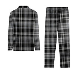 ScotsTee Shop Scottish Drummond Grey Modern Tartan Pajama Satin Velvet Flannel Pajama Set