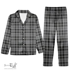 ScotsTee Shop Scottish Drummond Grey Modern Tartan Pajama Satin Velvet Flannel Pajama Set