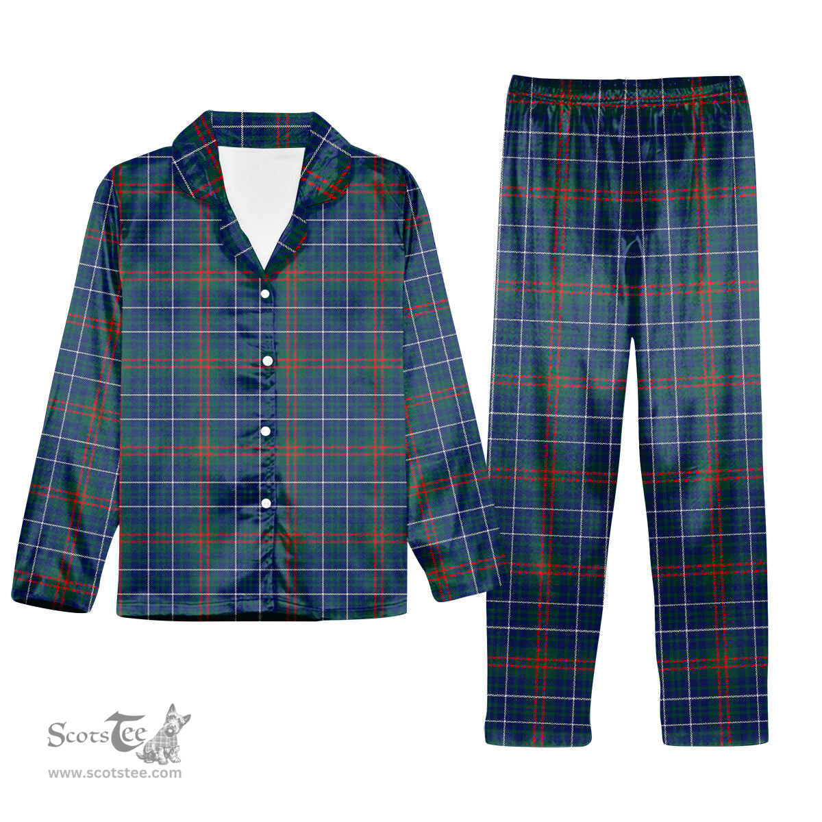 ScotsTee Shop Scottish Edmonstone Modern Tartan Pajama Satin Velvet Flannel Pajama Set