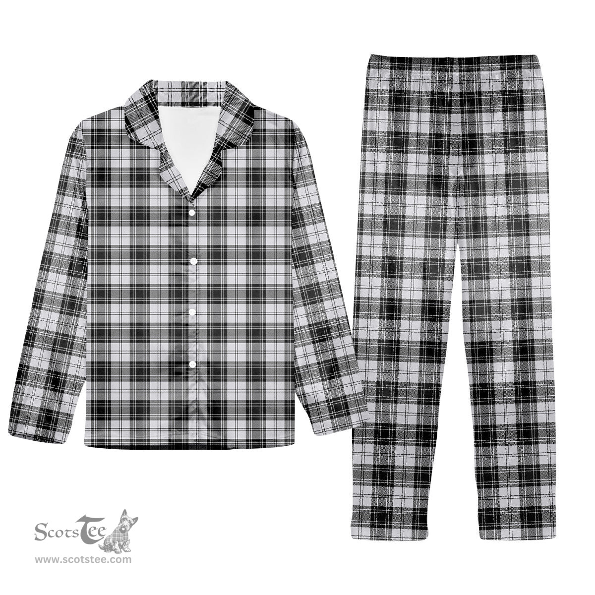 ScotsTee Shop Scottish Douglas Grey Ancient Tartan Pajama Satin Velvet Flannel Pajama Set