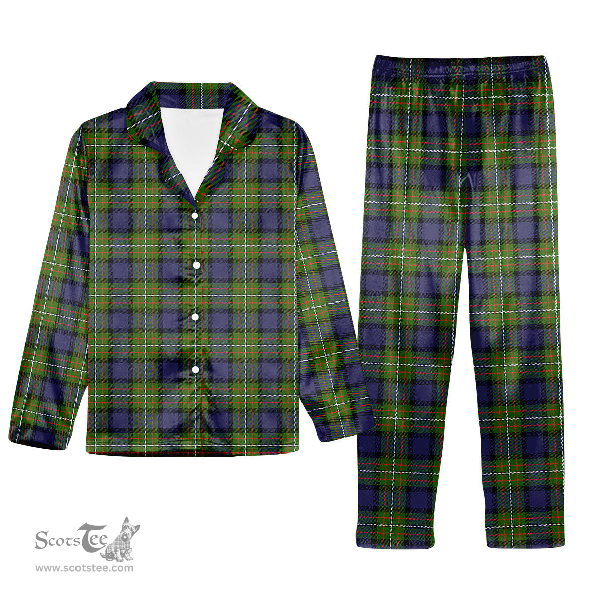 ScotsTee Shop Scottish Fergusson Modern Tartan Pajama Satin Velvet Flannel Pajama Set