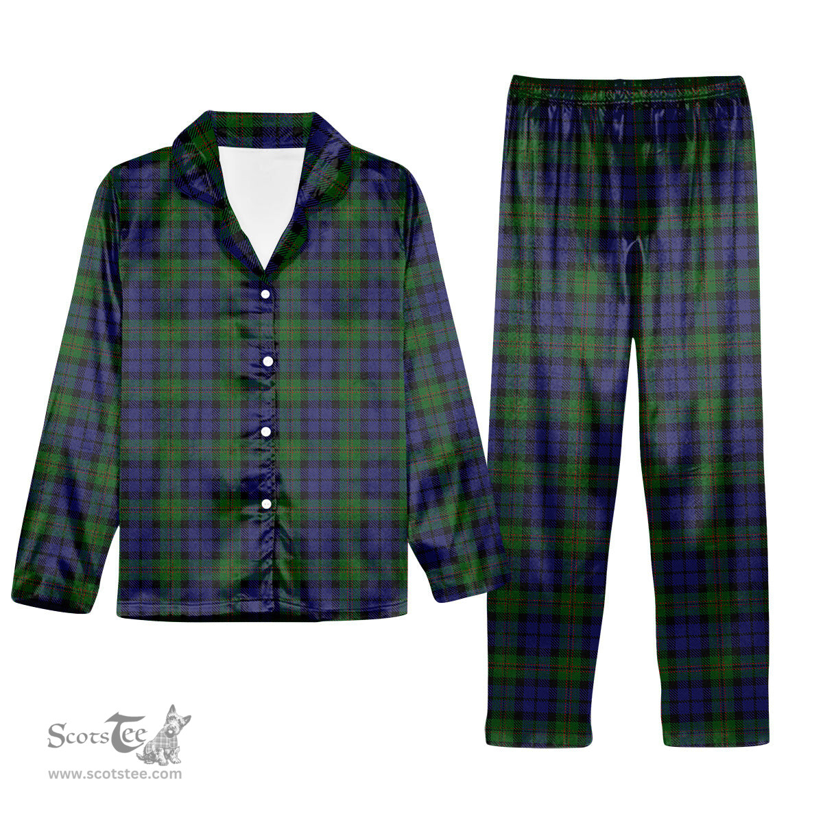 ScotsTee Shop Scottish Dundas 2 Tartan Pajama Satin Velvet Flannel Pajama Set