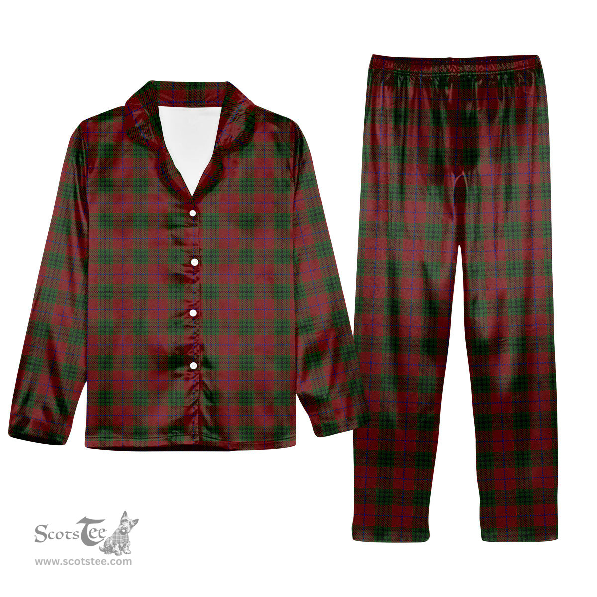 ScotsTee Shop Scottish Denny Hunting Tartan Pajama Satin Velvet Flannel Pajama Set