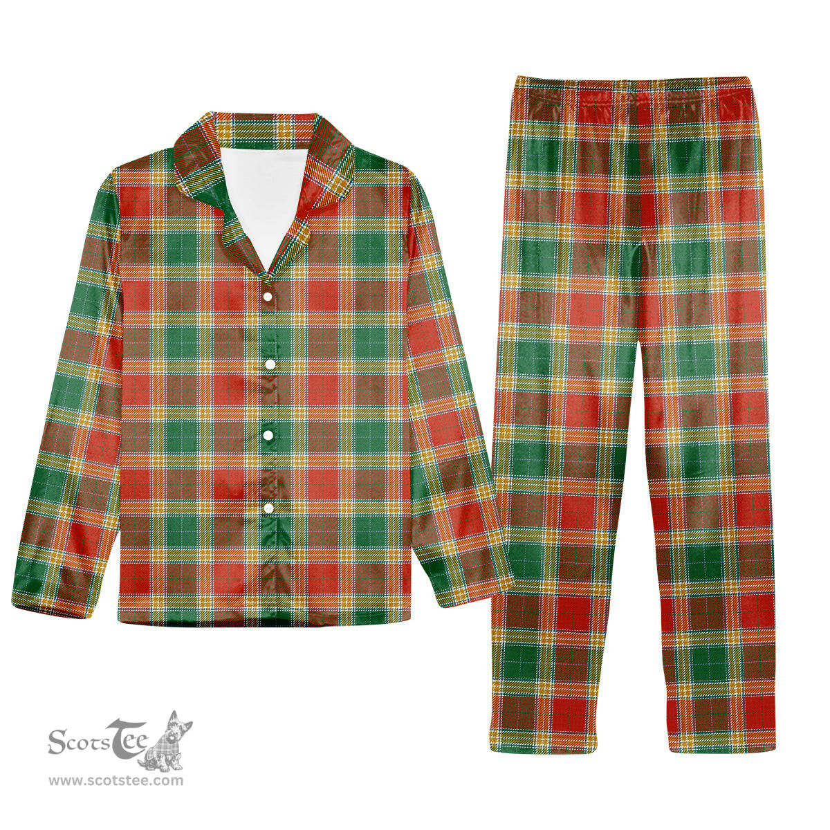 ScotsTee Shop Scottish Gibbs Ancient Tartan Pajama Satin Velvet Flannel Pajama Set