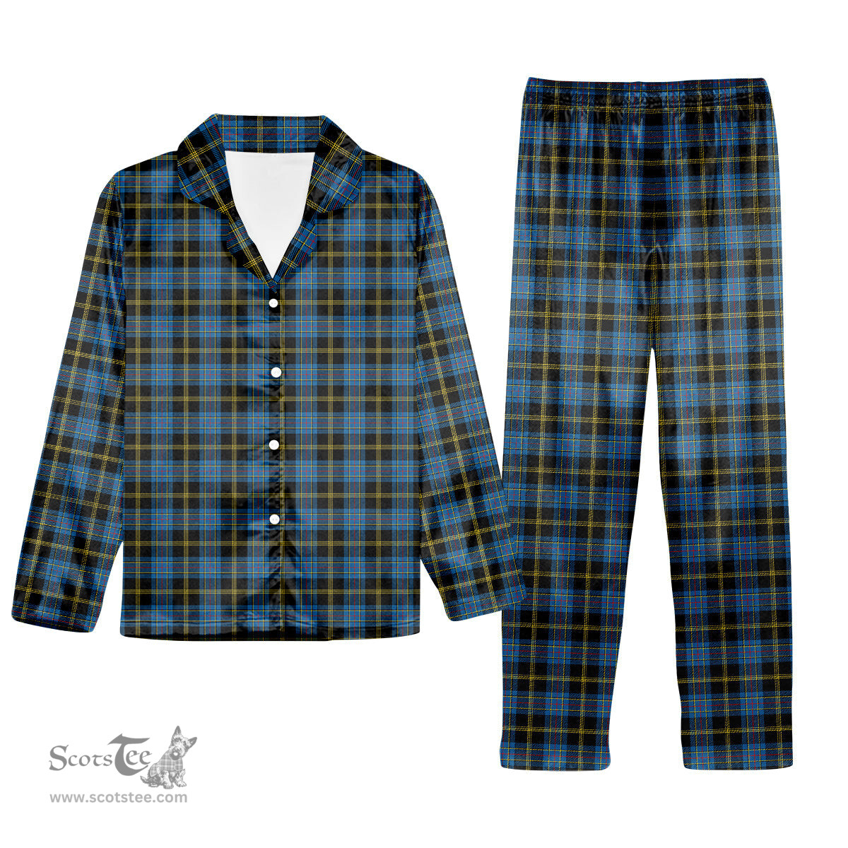 ScotsTee Shop Scottish Ewbank Modern Clan Tartan Pajama Satin Velvet Flannel Pajama Set