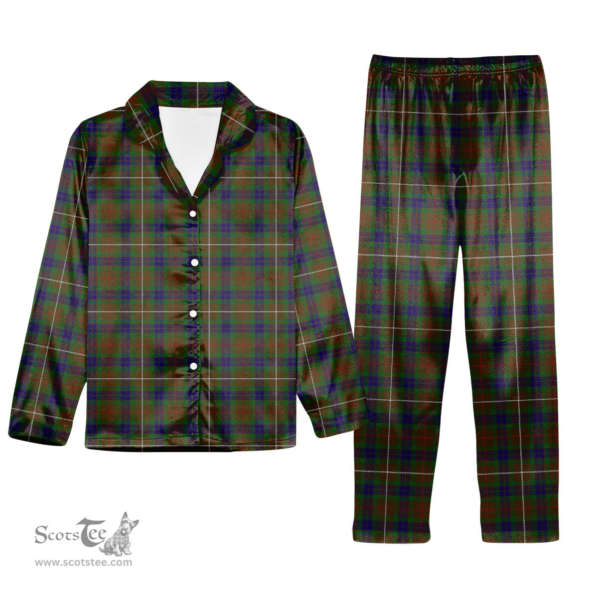 ScotsTee Shop Scottish Fraser Hunting Tartan Pajama Satin Velvet Flannel Pajama Set