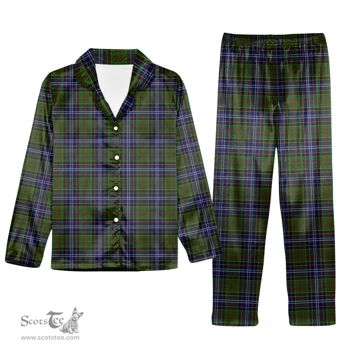 ScotsTee Shop Scottish Drennan Tartan Pajama Satin Velvet Flannel Pajama Set