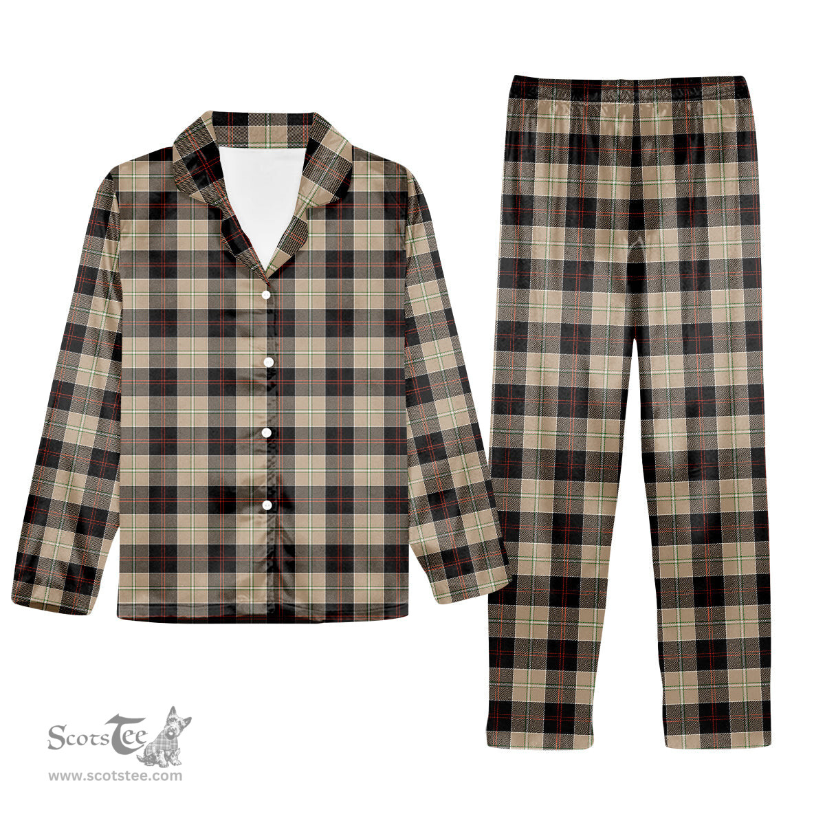 ScotsTee Shop Scottish Dunlop Hunting Ancient Tartan Pajama Satin Velvet Flannel Pajama Set