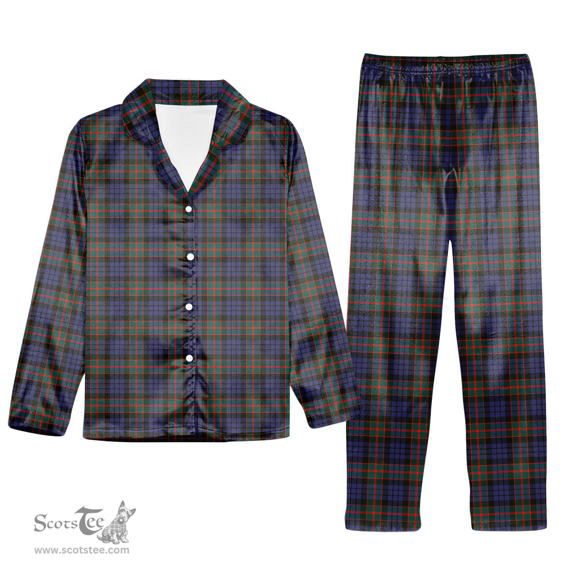 ScotsTee Shop Scottish Fletcher of Dunans SC Tartan Pajama Satin Velvet Flannel Pajama Set
