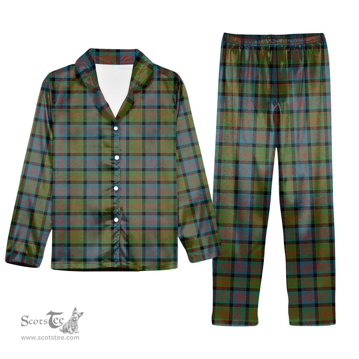 ScotsTee Shop Scottish Donald Ancient Tartan Pajama Satin Velvet Flannel Pajama Set