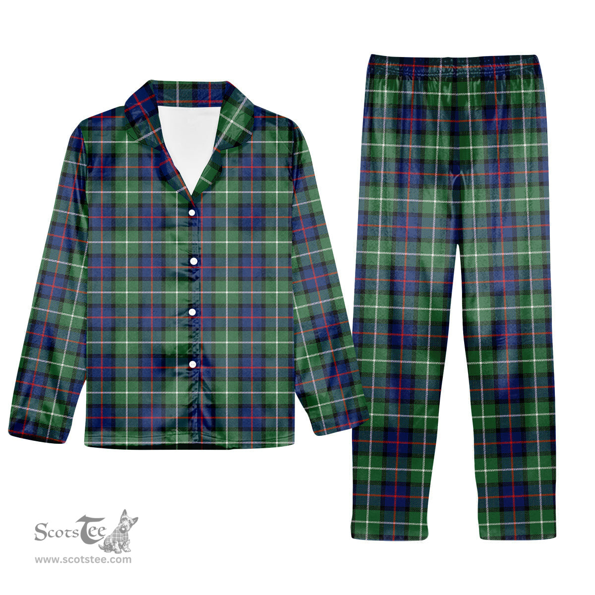 ScotsTee Shop Scottish Davidson of Tulloch Modern Tartan Pajama Satin Velvet Flannel Pajama Set