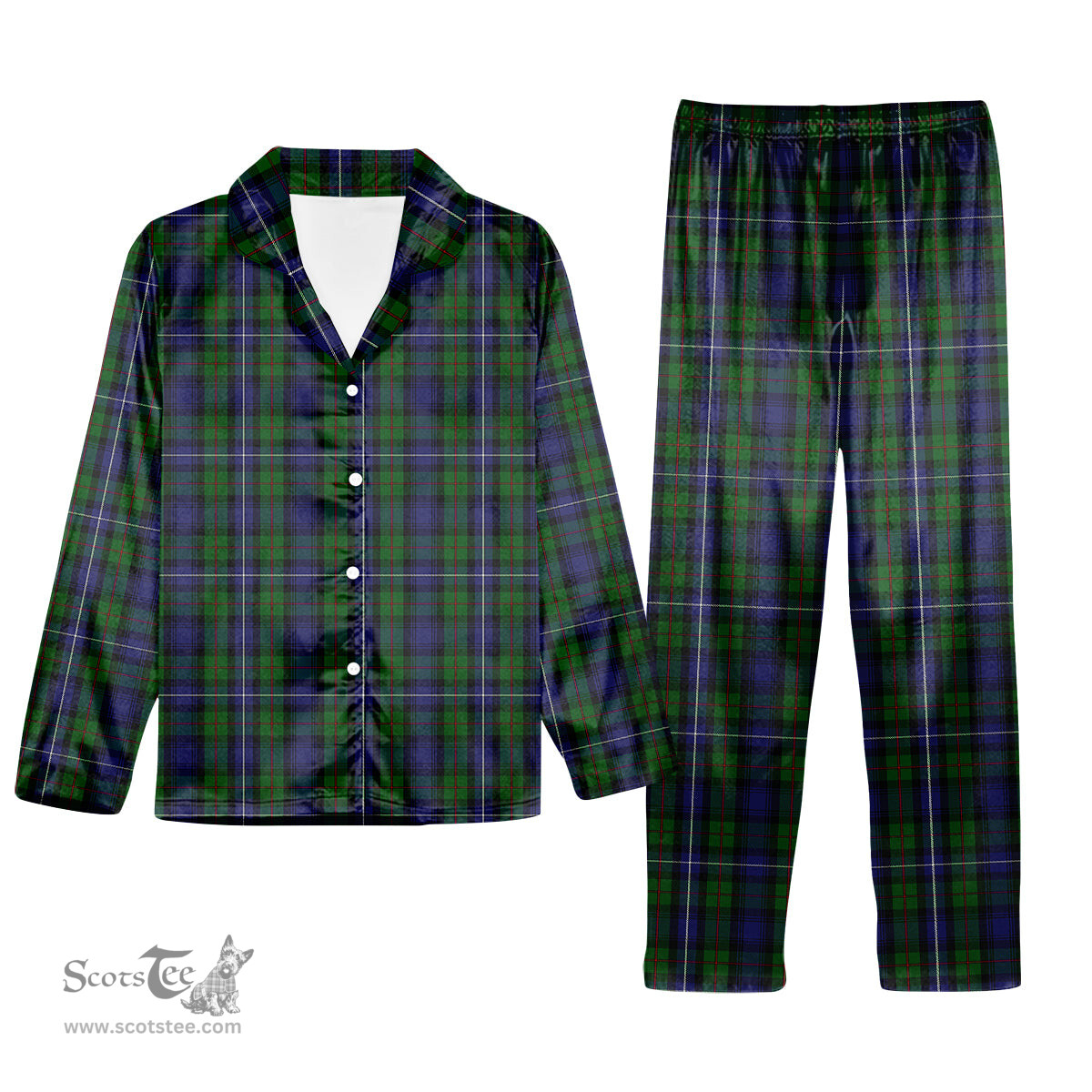 ScotsTee Shop Scottish Donnachaidh Robertson Tartan Pajama Satin Velvet Flannel Pajama Set