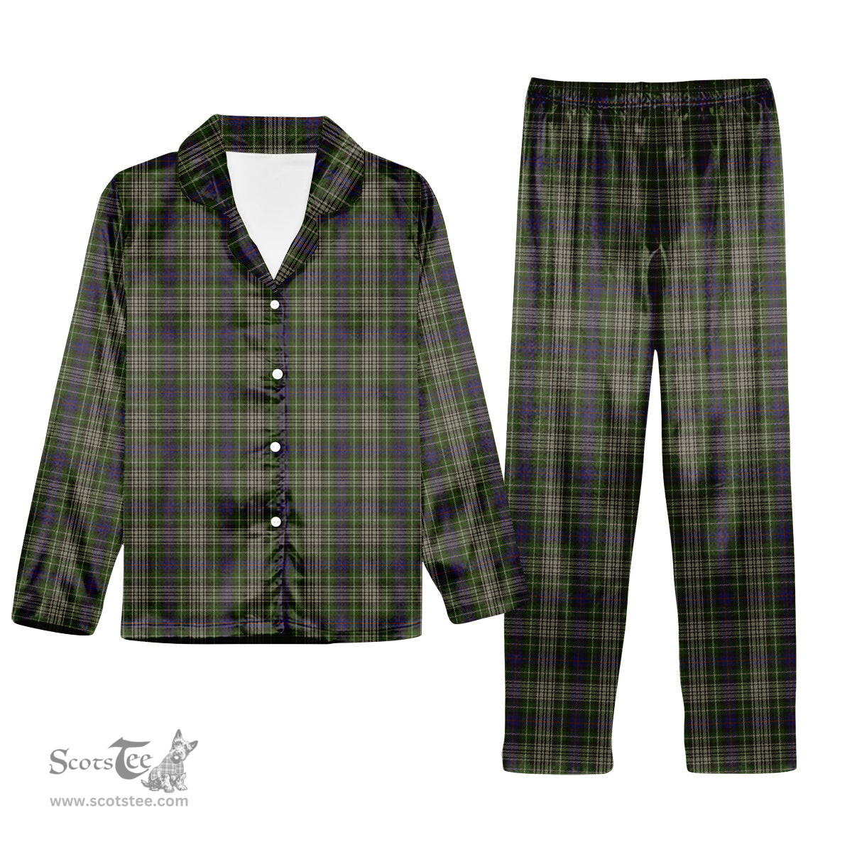 ScotsTee Shop Scottish Davidson Tulloch Dress Tartan Pajama Satin Velvet Flannel Pajama Set