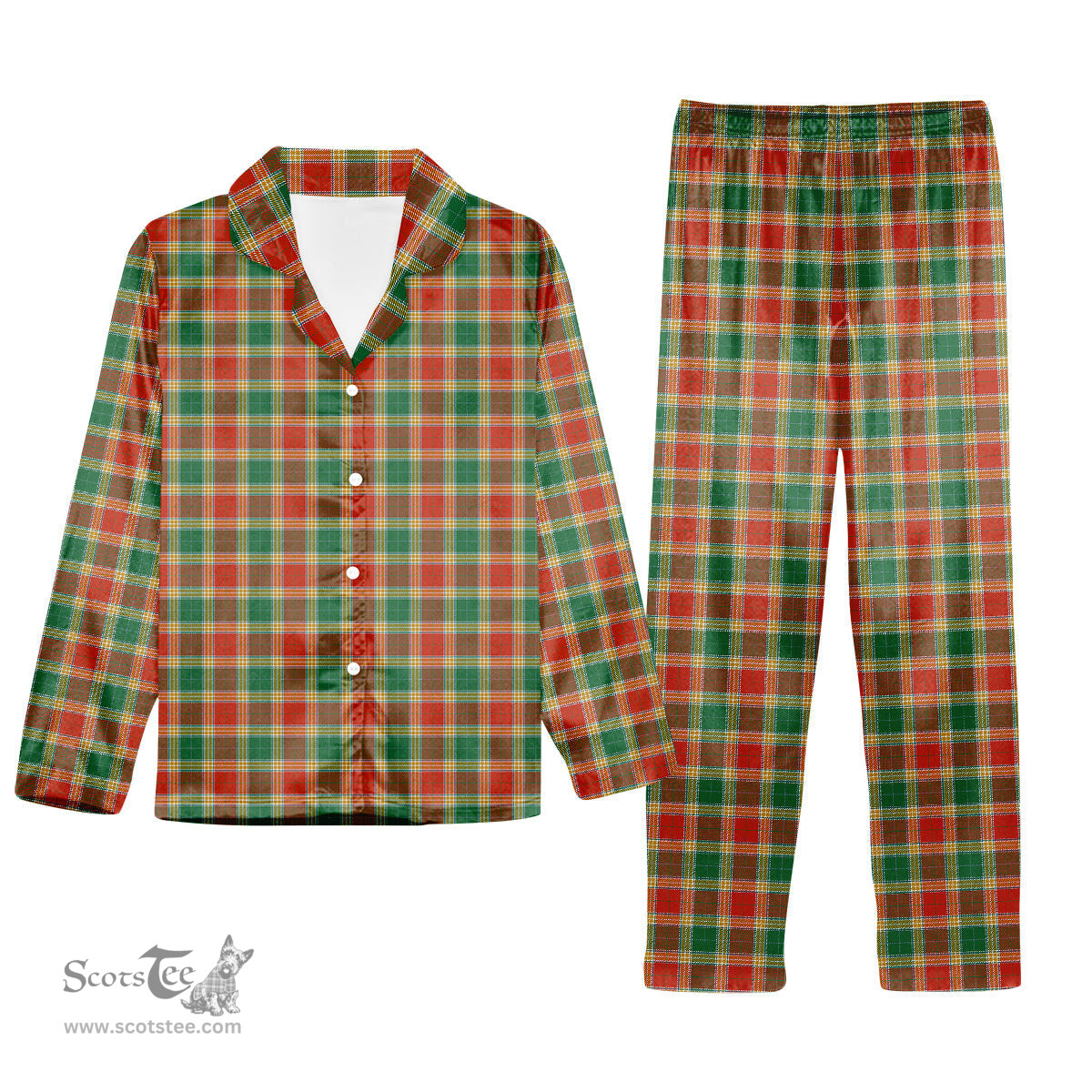 ScotsTee Shop Scottish Gibson Ancient  Tartan Pajama Satin Velvet Flannel Pajama Set