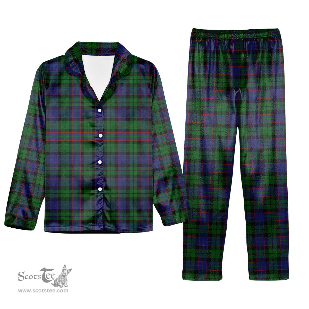 ScotsTee Shop Scottish Ferguson of Balquhidder Tartan Pajama Satin Velvet Flannel Pajama Set