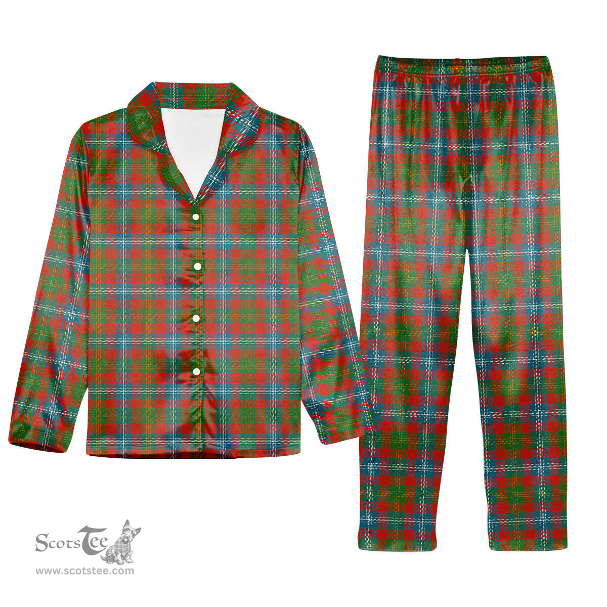 ScotsTee Shop Scottish Forrester Ancient Tartan Pajama Satin Velvet Flannel Pajama Set