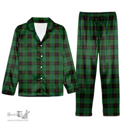 ScotsTee Shop Scottish Douglas Black Tartan Pajama Satin Velvet Flannel Pajama Set