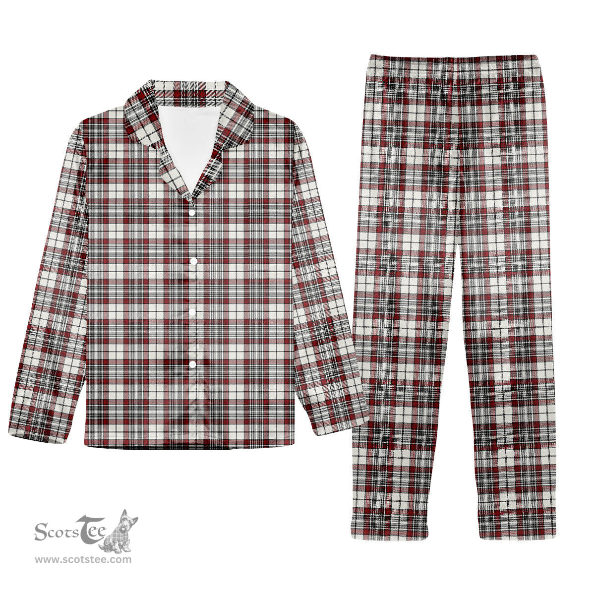 ScotsTee Shop Scottish Dunbar Plaid Modern Tartan Pajama Satin Velvet Flannel Pajama Set