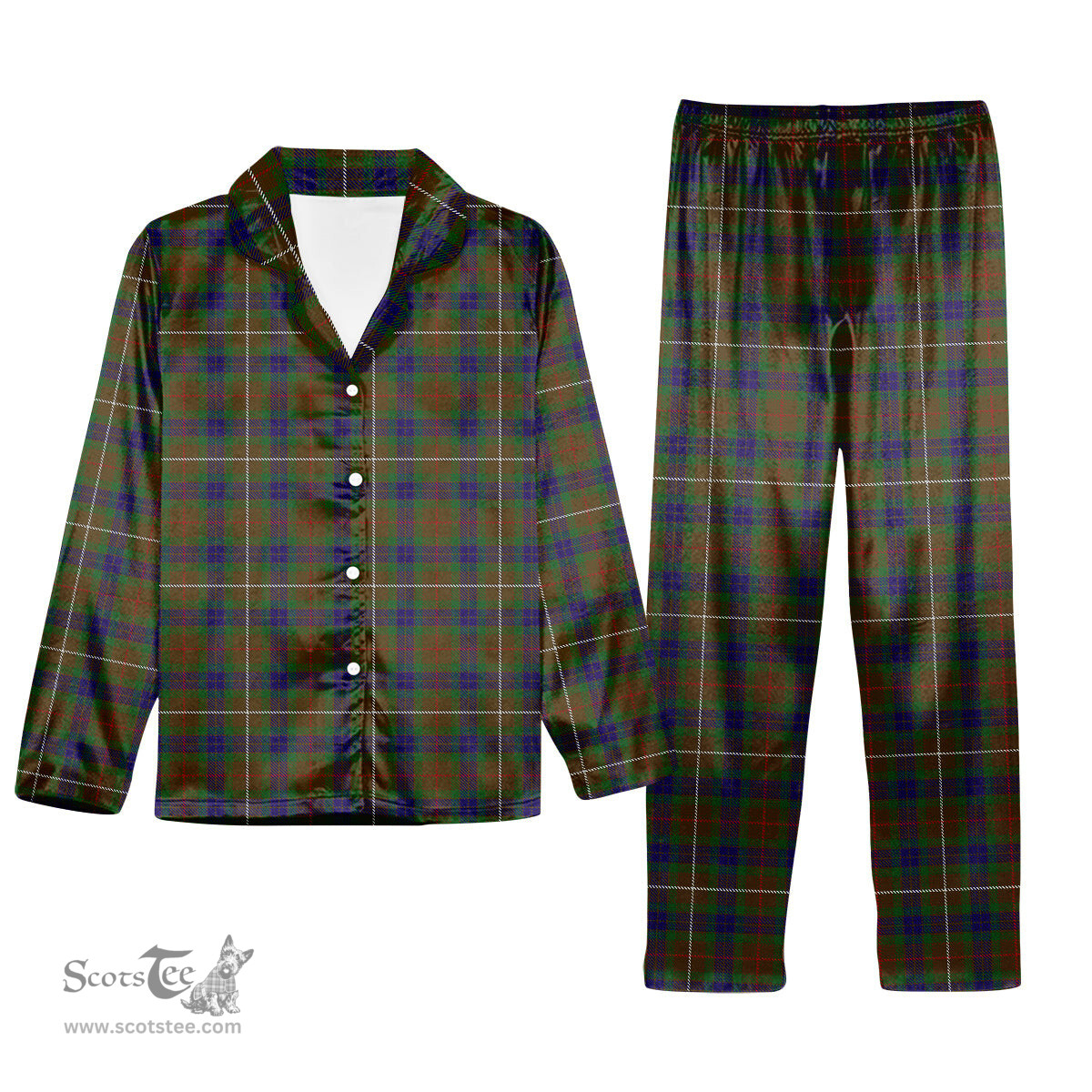 ScotsTee Shop Scottish Fraser Hunting 1 Tartan Pajama Satin Velvet Flannel Pajama Set
