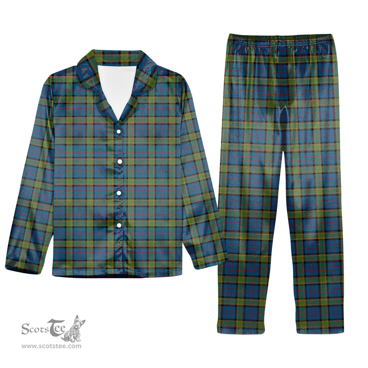 ScotsTee Shop Scottish Dalrymple M of Oxenfoord Tartan Pajama Satin Velvet Flannel Pajama Set